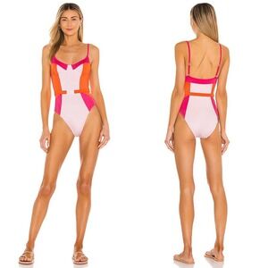 NWT‎ Solid & Striped Spencer One Piece Swim in Cantaloupe Colorblock Size Small